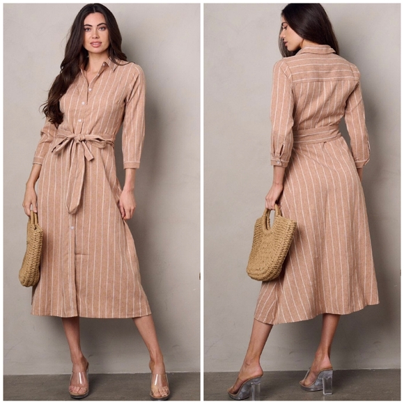 LAST 1❗️Chic Feminine Shirt Midi Dress - Picture 5 of 5